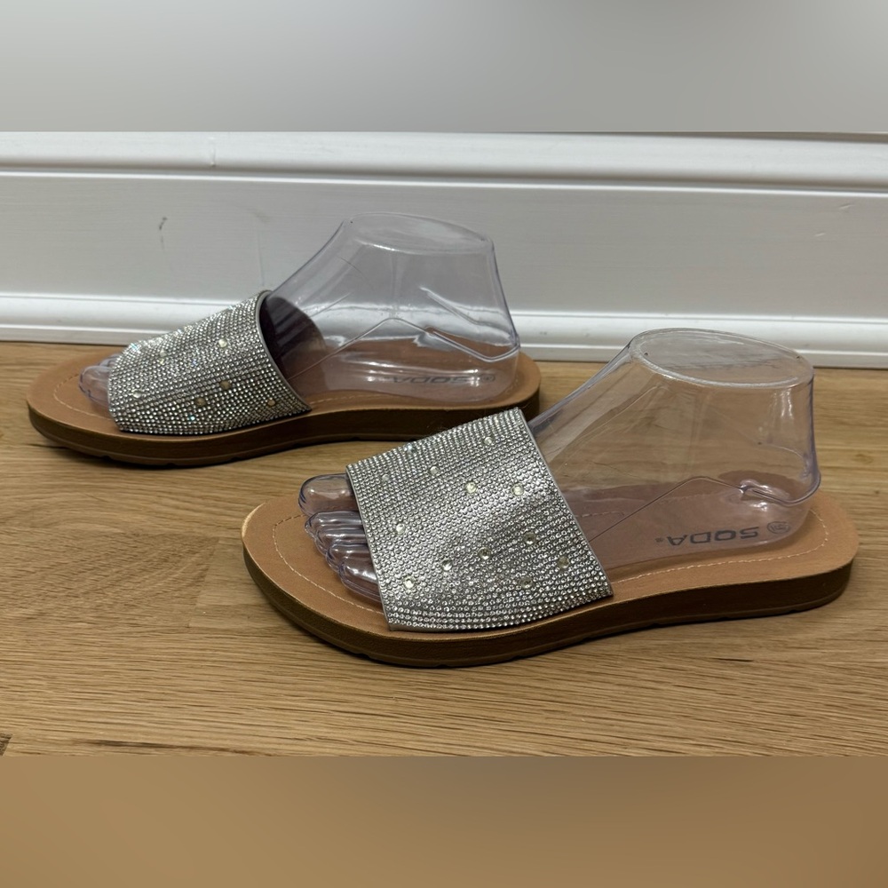 Soda Rhinestone Justice Sandals - Picture 2 of 5